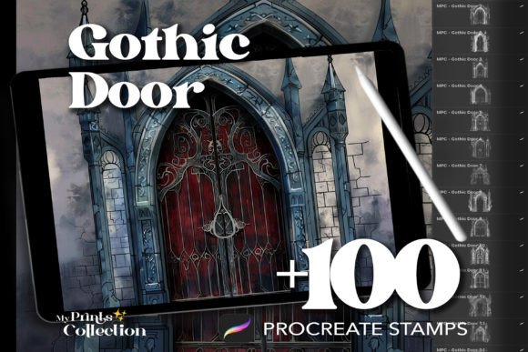 100 Procreate Gothic Door Stamps