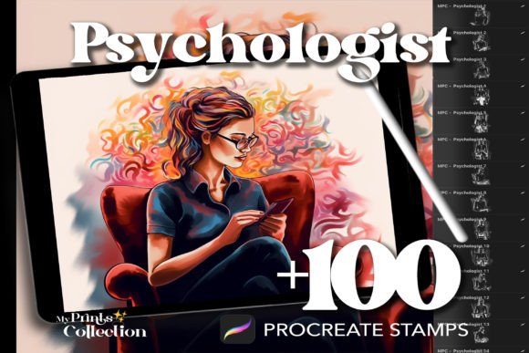 100 Procreate Psychologist Stamps for Creative Expression