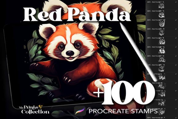 100 Procreate Red Panda Stamps for Digital Art