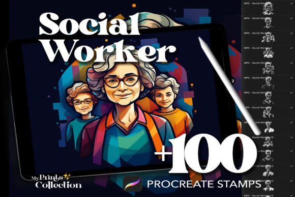 100 Procreate Social Worker Stamps: Empowering Digital Art with Purpose