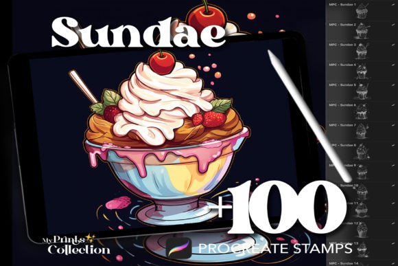 100 Procreate Sundae Stamps: Digital Sweetness