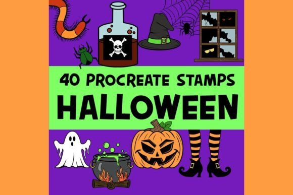 40 Halloween Themed Procreate Stamps: Your Ultimate Spooky Design Toolkit