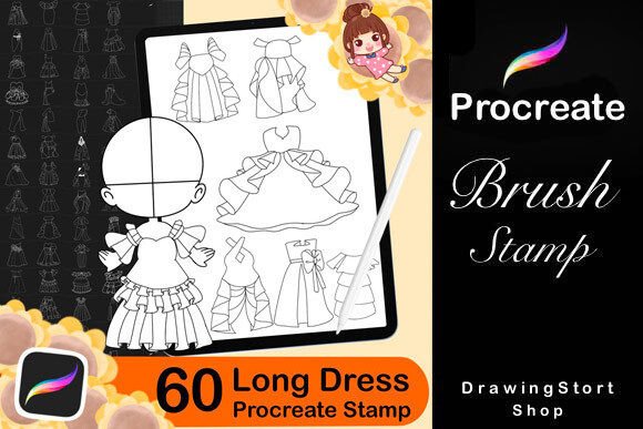 60 Procreate Long Dress Chib Stamps