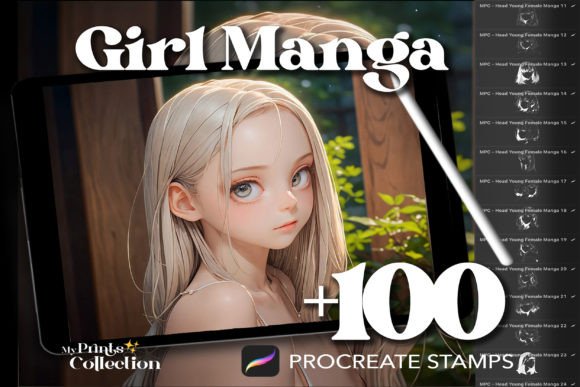 Bring Your Manga Art to Life with 100 Procreate Head Girl Manga Stamps