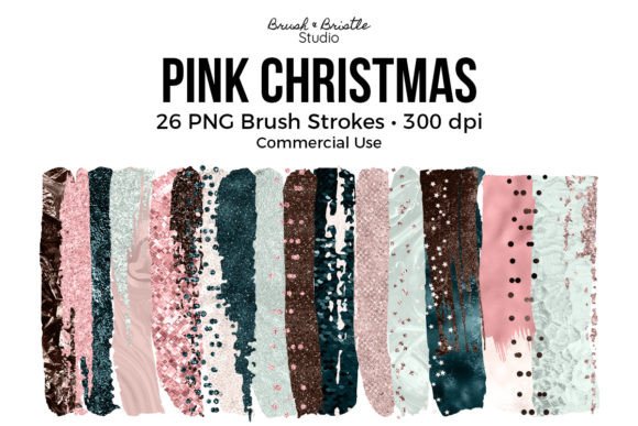 Pink Christmas Brush Strokes Clipart: Elevating Holiday Design