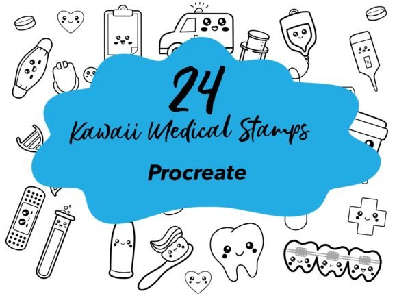 Procreate Kawaii Medical Stamps