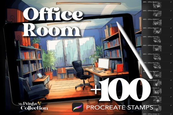 Revitalize Your Digital Workspace with 100 Procreate Office Room Stamps