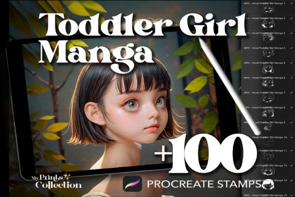 Unlocking Digital Artistry with 100 Procreate Head Toddler Girl Manga Stamps