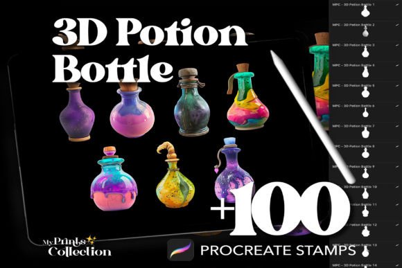 Unlocking Magical Realism: The Power of 100 Procreate 3D Potion Bottle Stamps